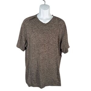 QOR Men's Heathered Gray V-Neck Short Sleeve T-Shirt Approximate 2XL Polygiene